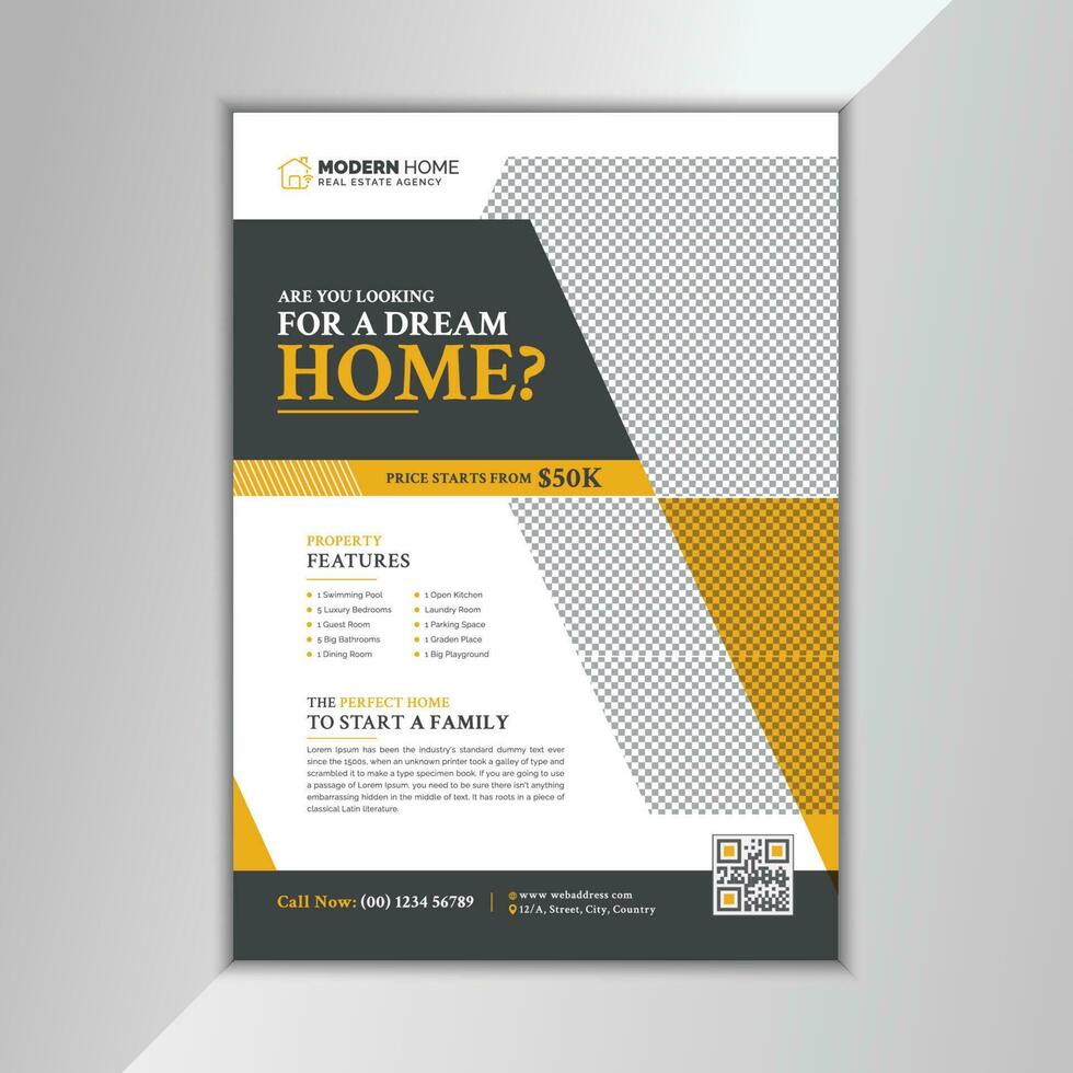 Abstract Creative Marketing Real Estate Flyer, Poster, Leaflet Template Vector Design Sample, Example for Advertising