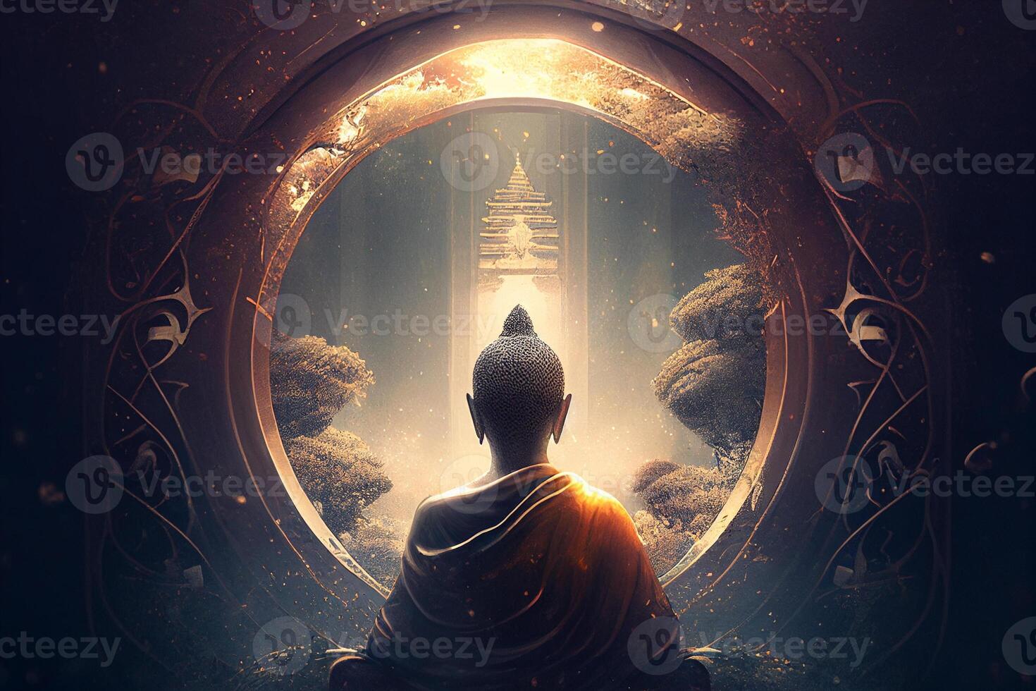 Illustrative Depiction of Peaceful Meditation - . photo