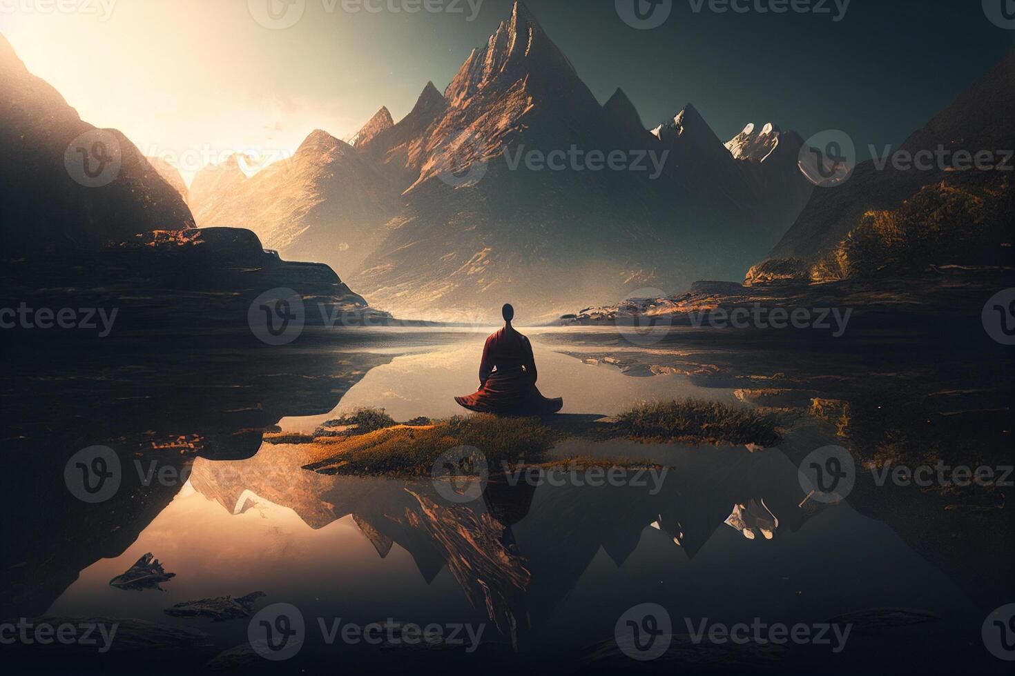 Illustrative Depiction of Peaceful Meditation - . photo