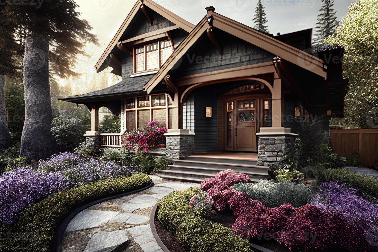 Stylish Craftsman Style House with Lush Landscaping - . photo