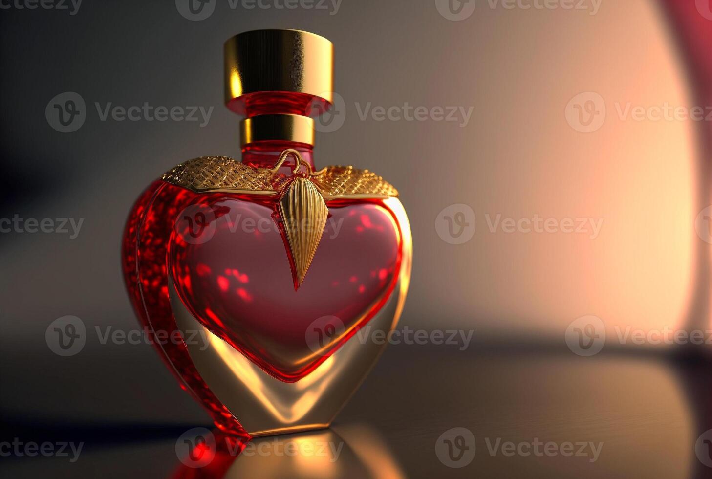 corazón conformado perfume botella - generativo ai. foto