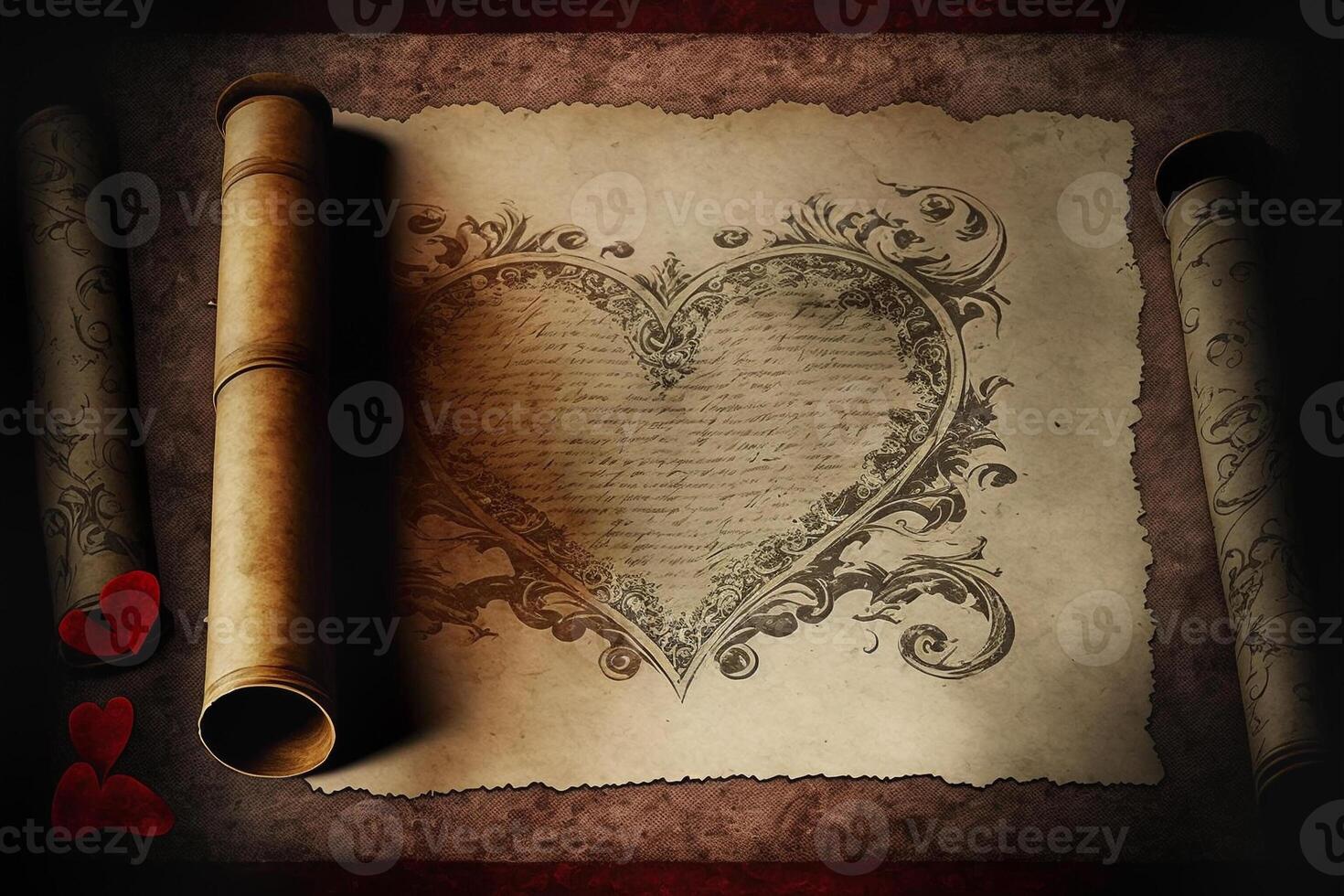 Heart on Parchment Paper - . photo