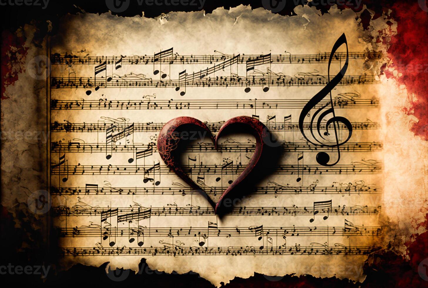 Heart and Music Parchment Paper - . photo