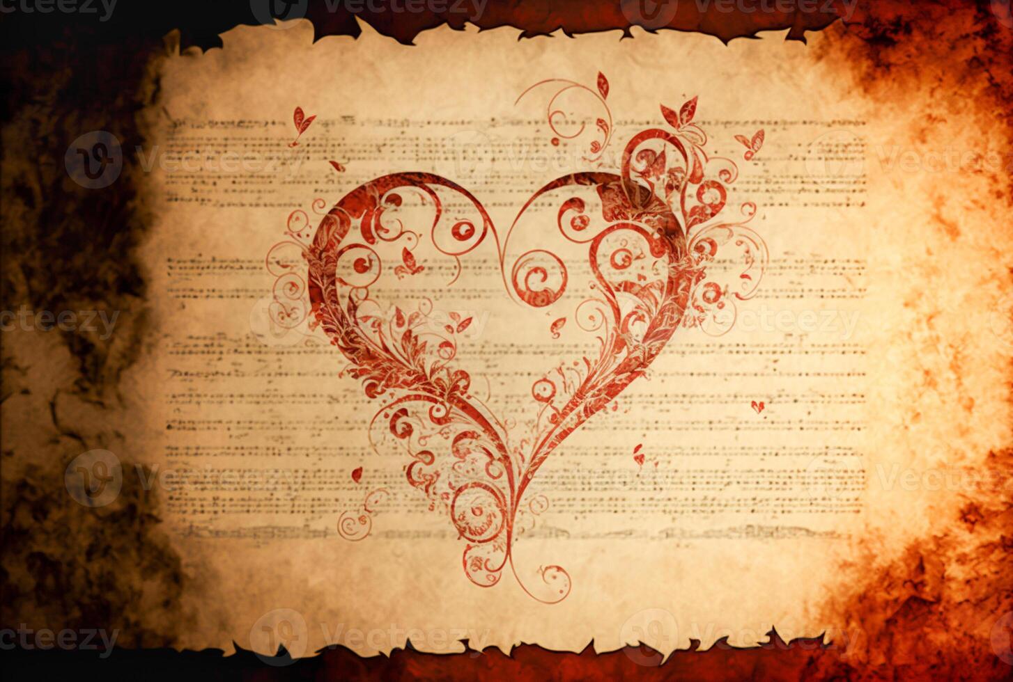 Heart and Music Parchment Paper - . photo