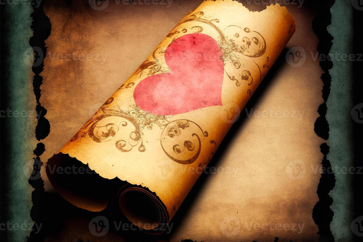 Heart on Parchment Paper - . photo