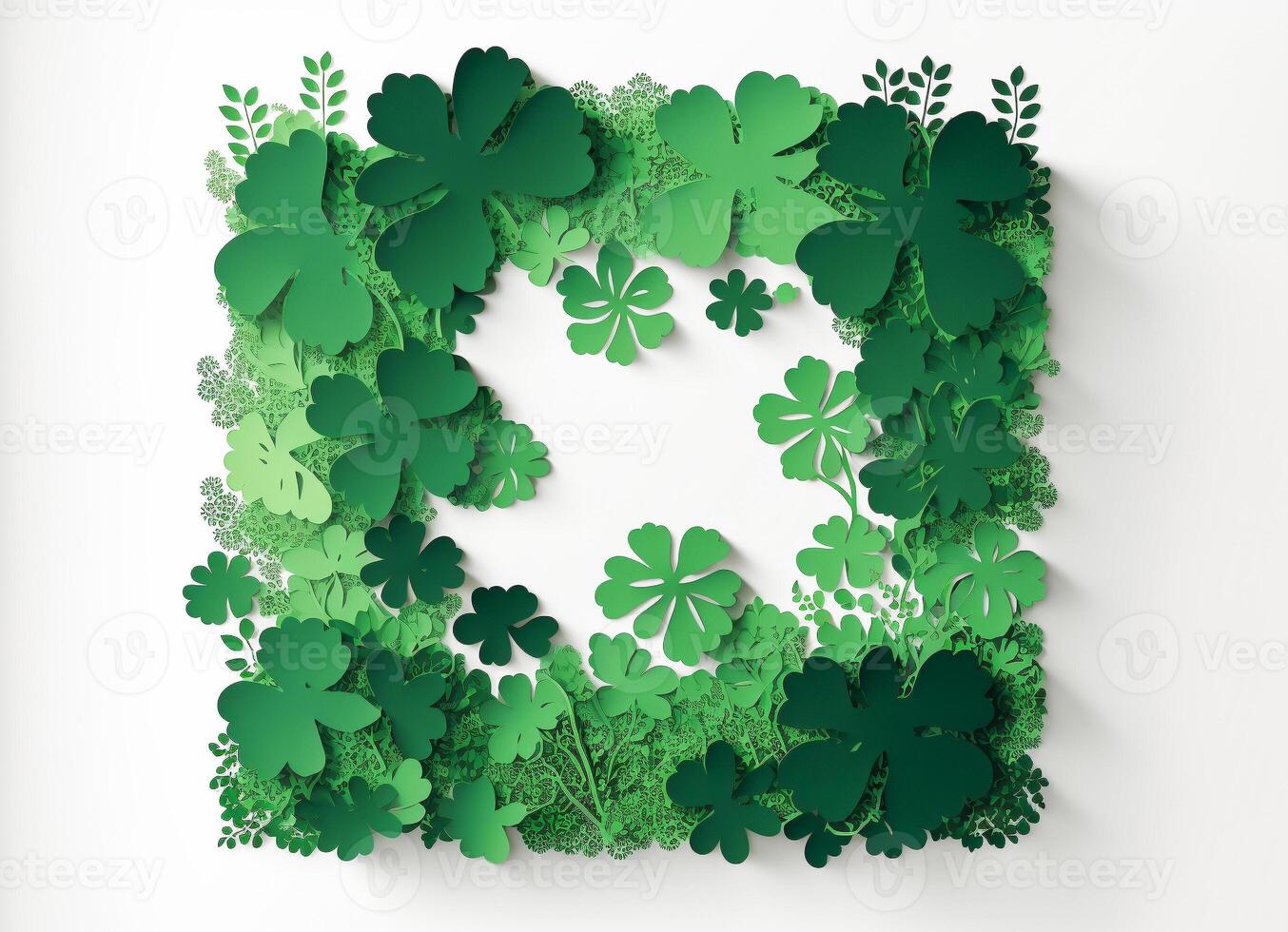 St. Patricks Day Cut Paper Clover Border Background - . photo