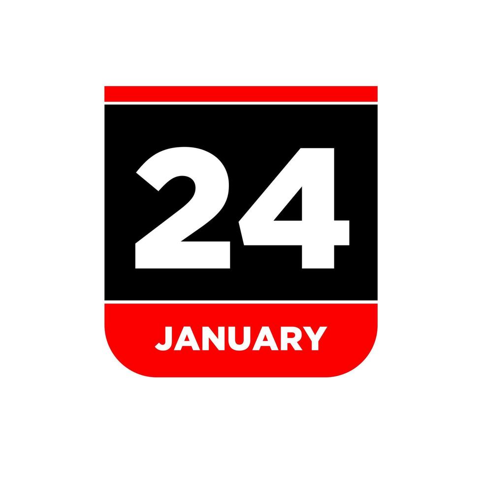 24th January vector calendar page. 24 Jan icon.