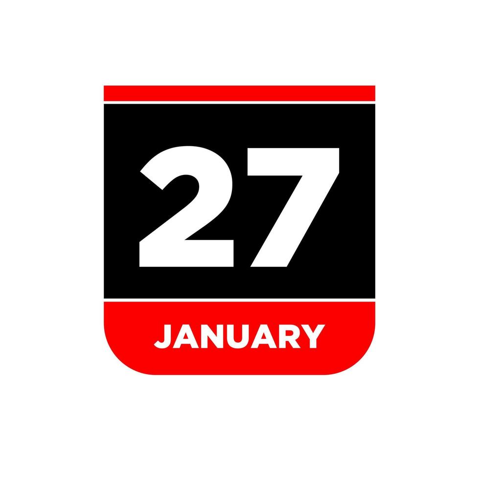 27th January vector calendar page. 27 Jan icon.