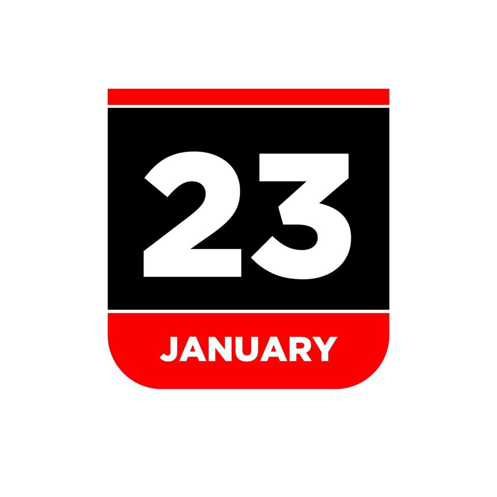 23rd January vector calendar page. 23 Jan icon.