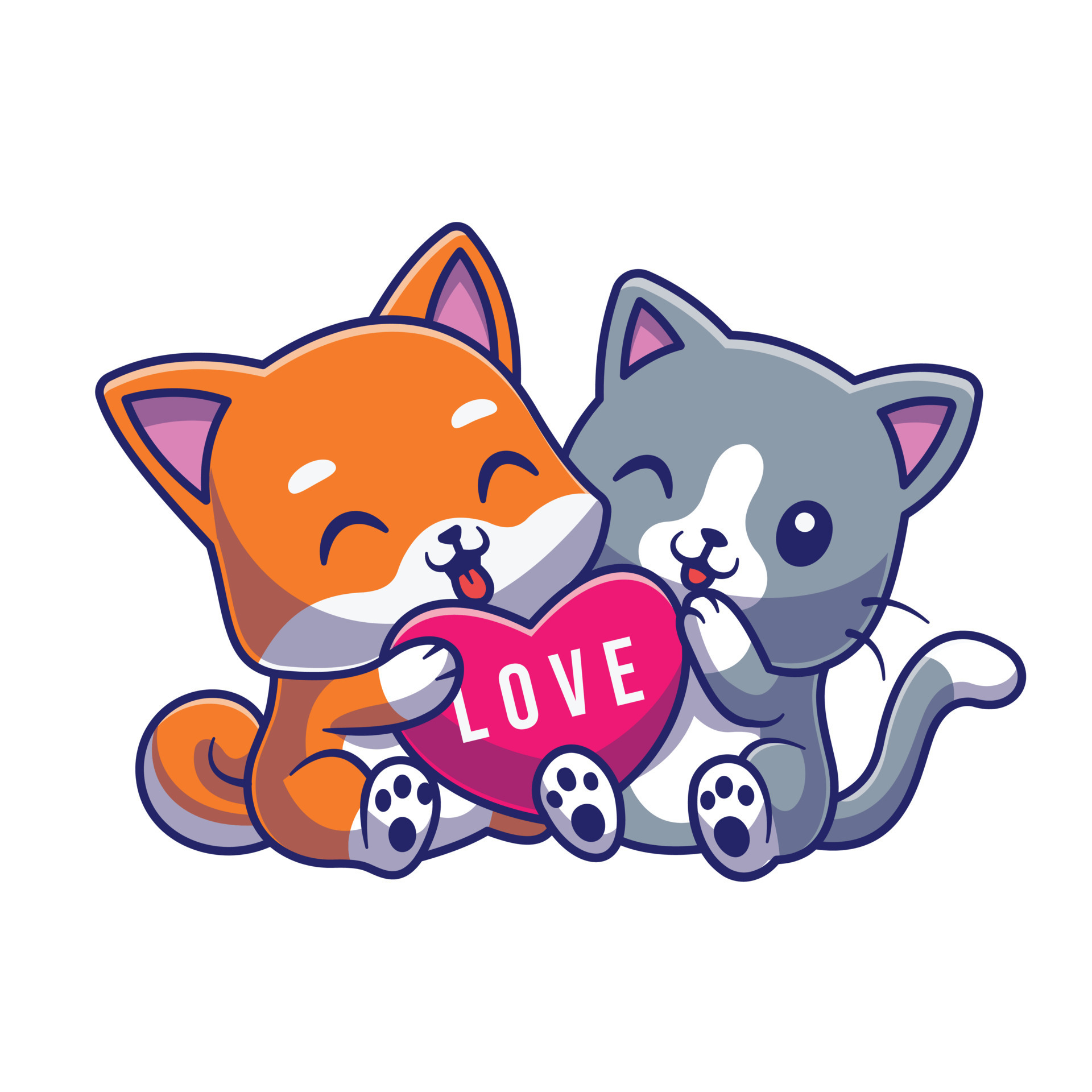 Cute Cat Dog Holding Love Heart 21928951 Vector Art at Vecteezy