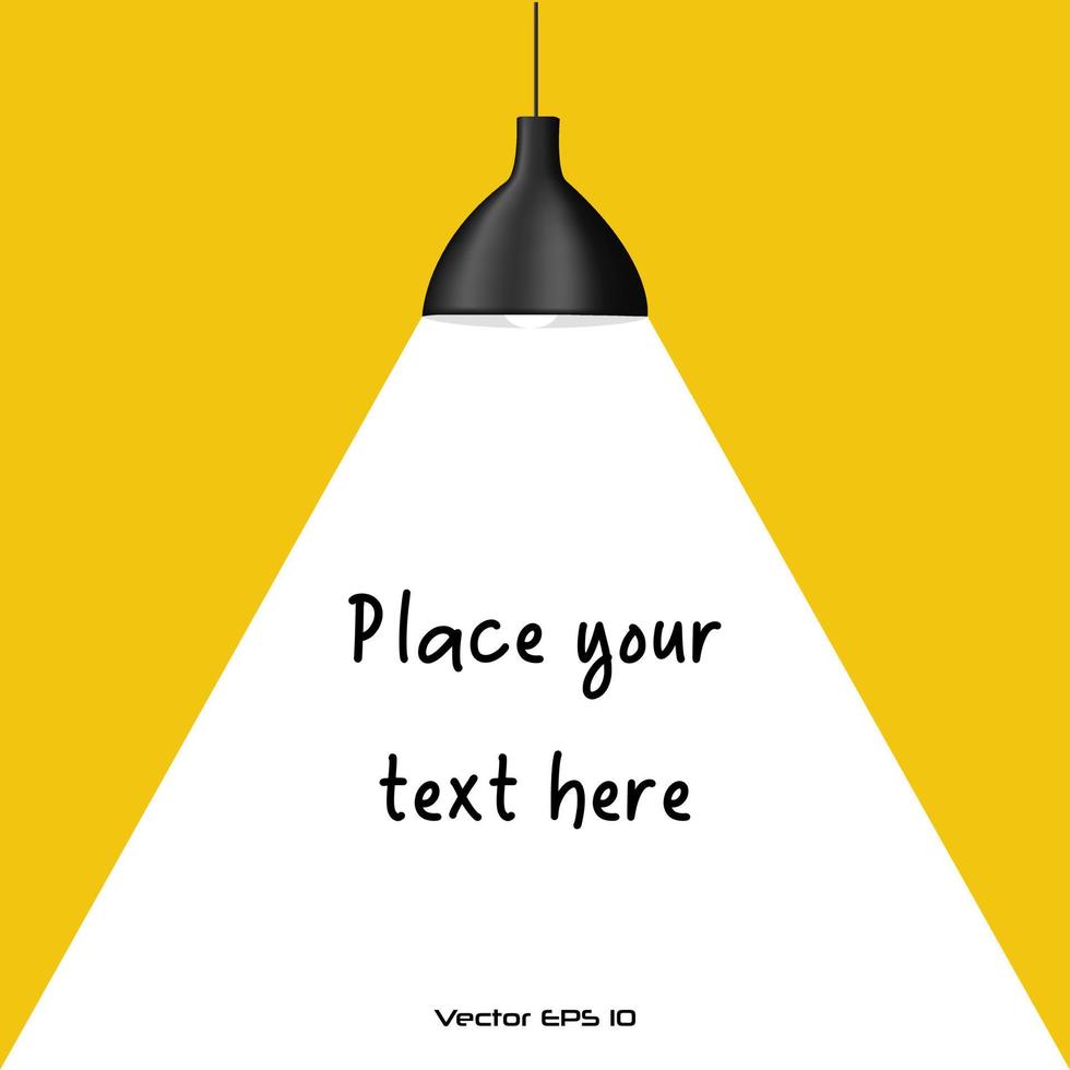 Lamp bulb modern interior. Ceiling lamp vector template place your text. Eps10