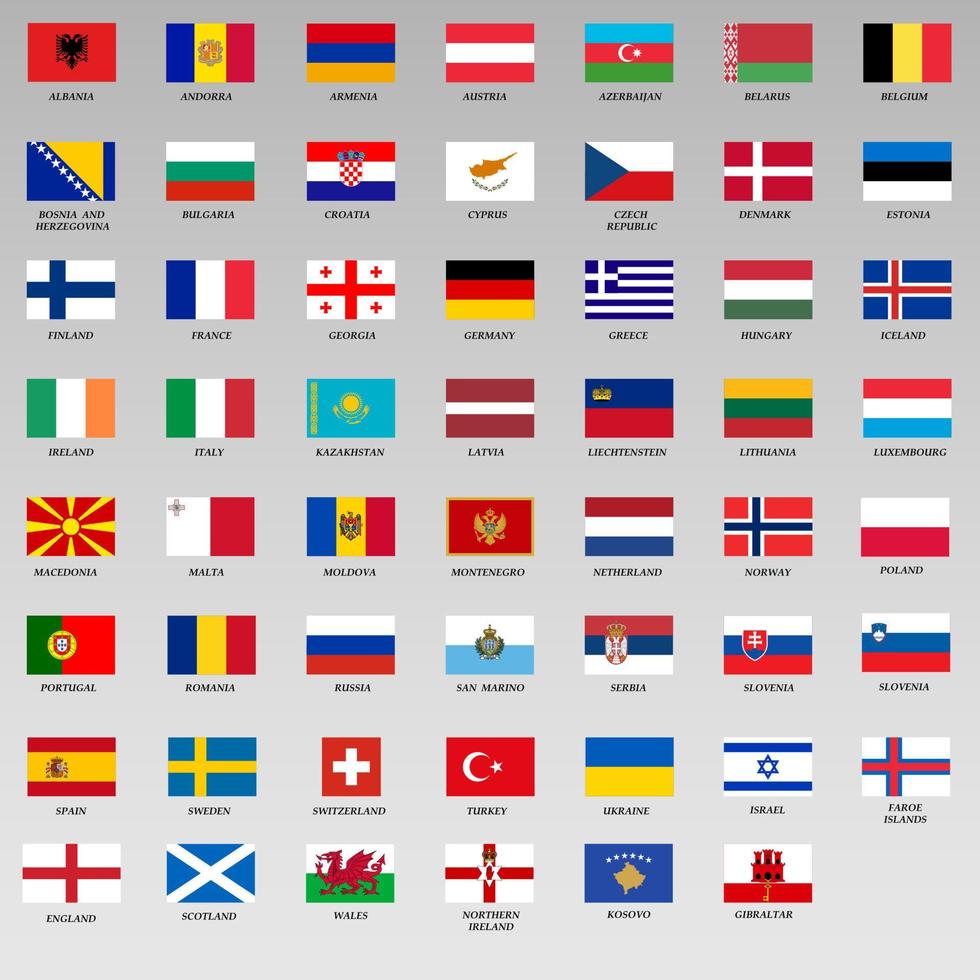 conjunto de todas Europa banderas vector