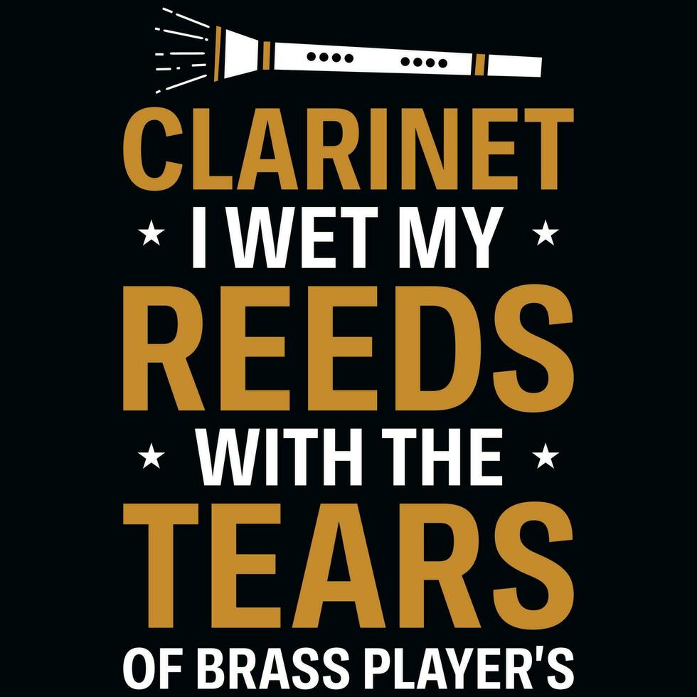 Clarinets typographic tshirt design vector