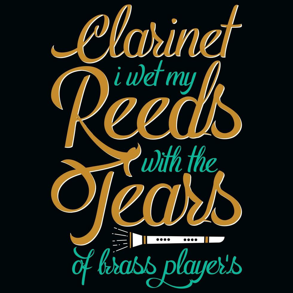 Clarinets typographic tshirt design vector