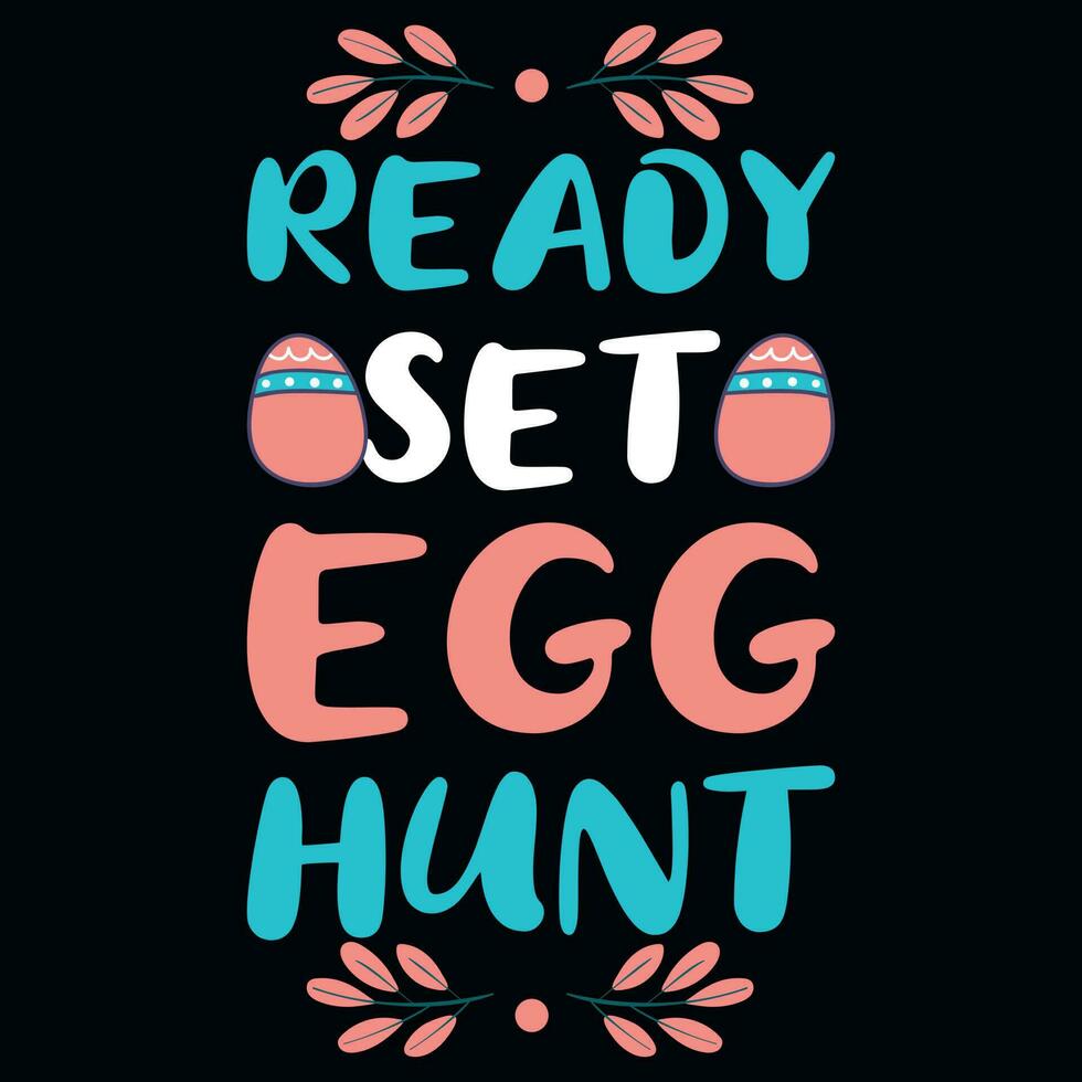 Happy easter egg hunter bunny typographic tshirt design vector