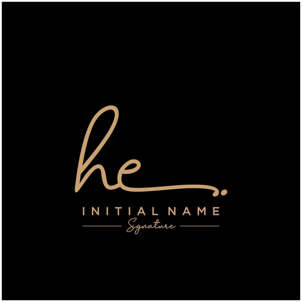 Letter HE Signature Logo Template Vector