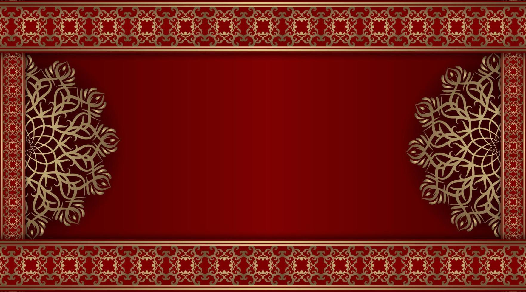 red luxury background, with gold mandala ornament vector