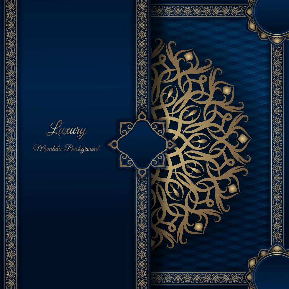 luxury mandala background, blue and gold, design vector