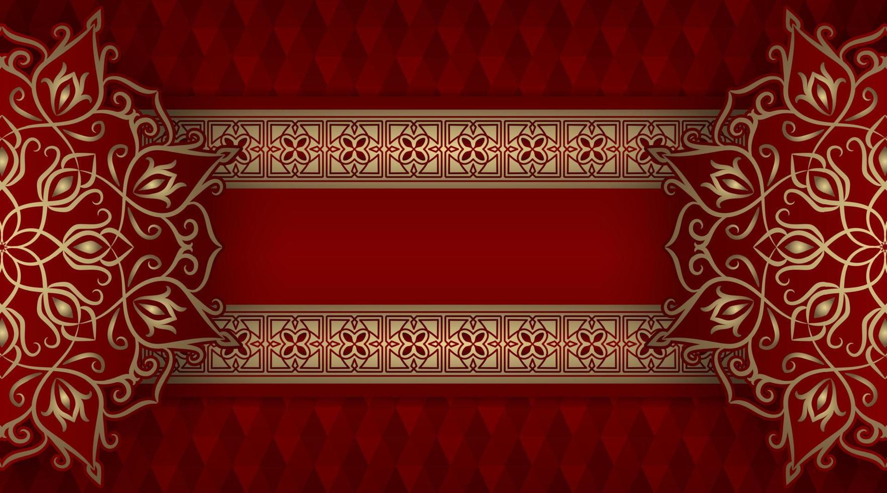 red luxury background, with gold mandala ornament vector