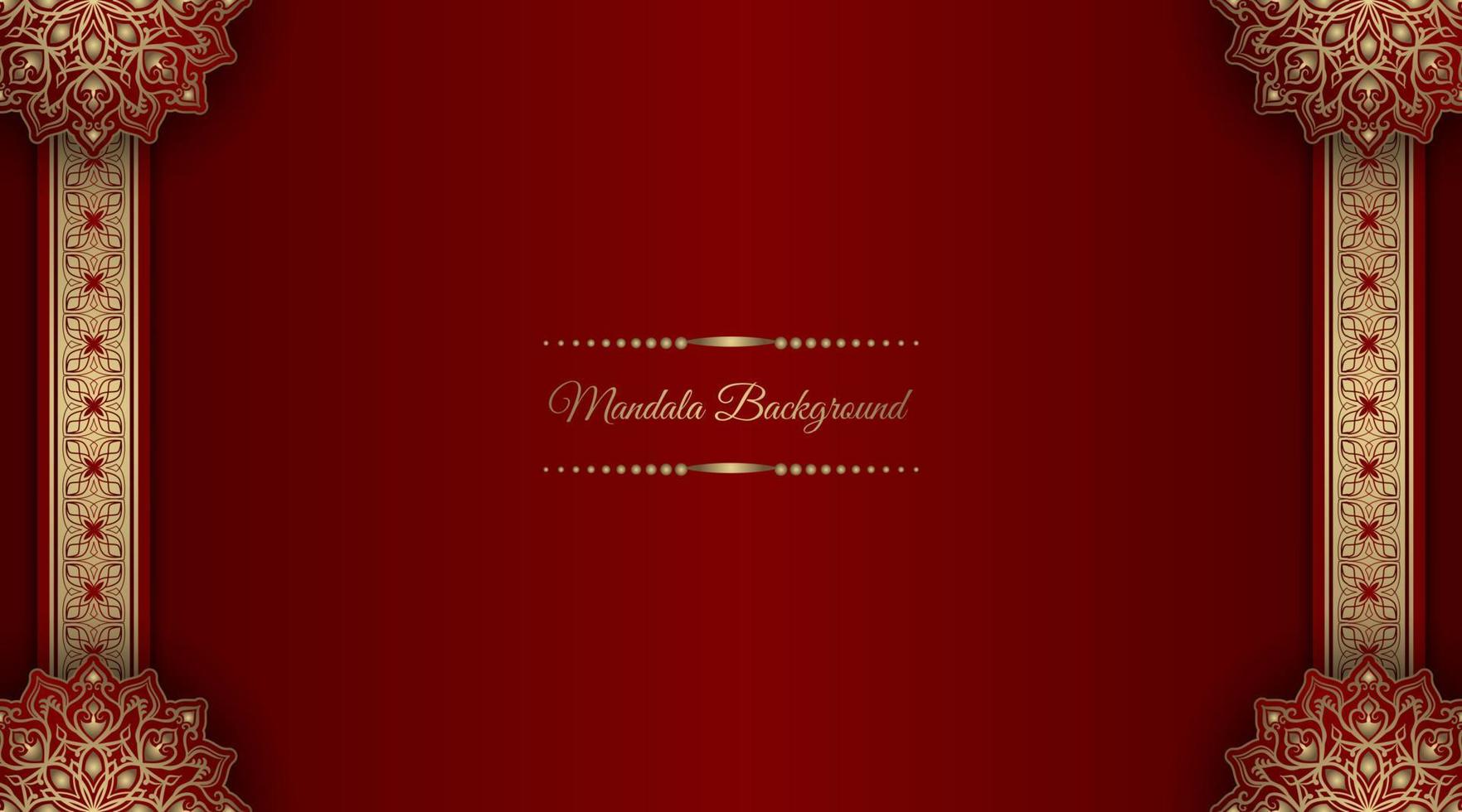 red luxury background, with gold mandala ornament vector