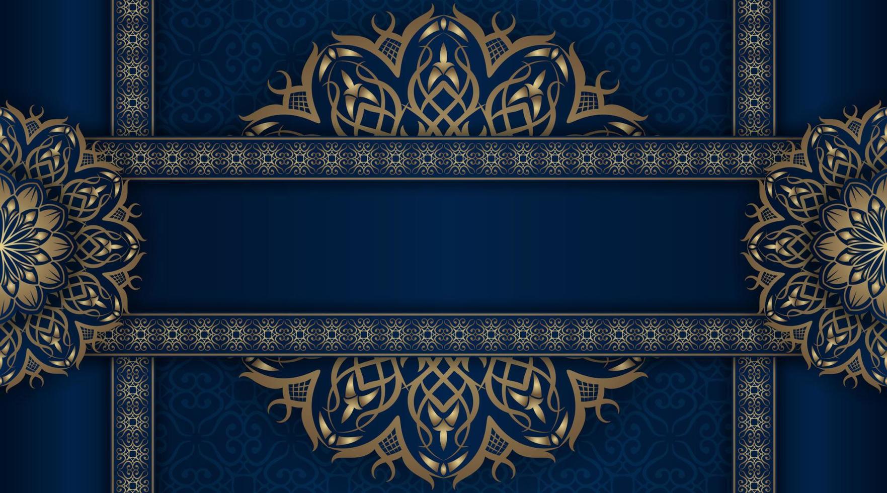 luxury mandala background, blue and gold, design vector