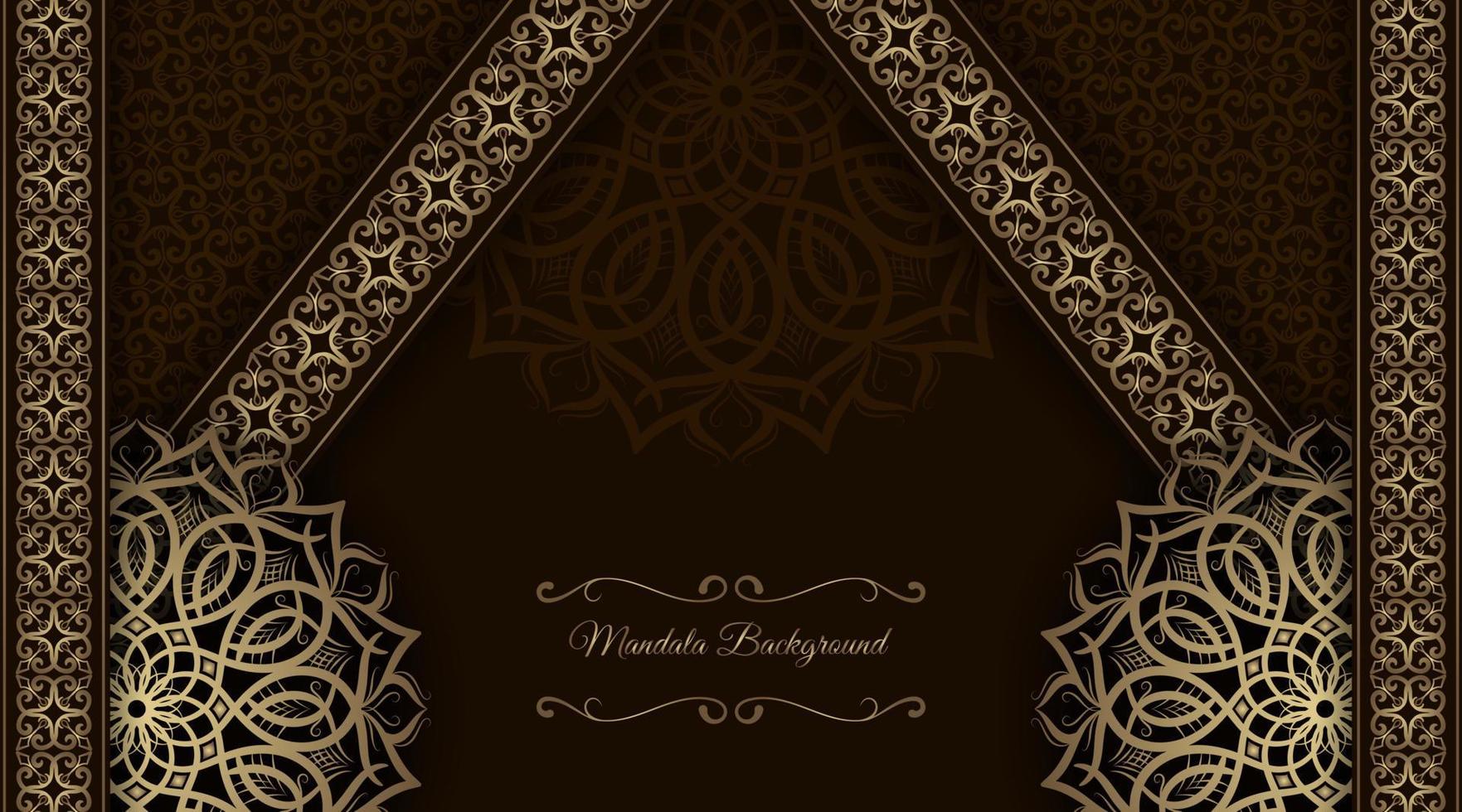 brown background, with gold mandala decoration vector