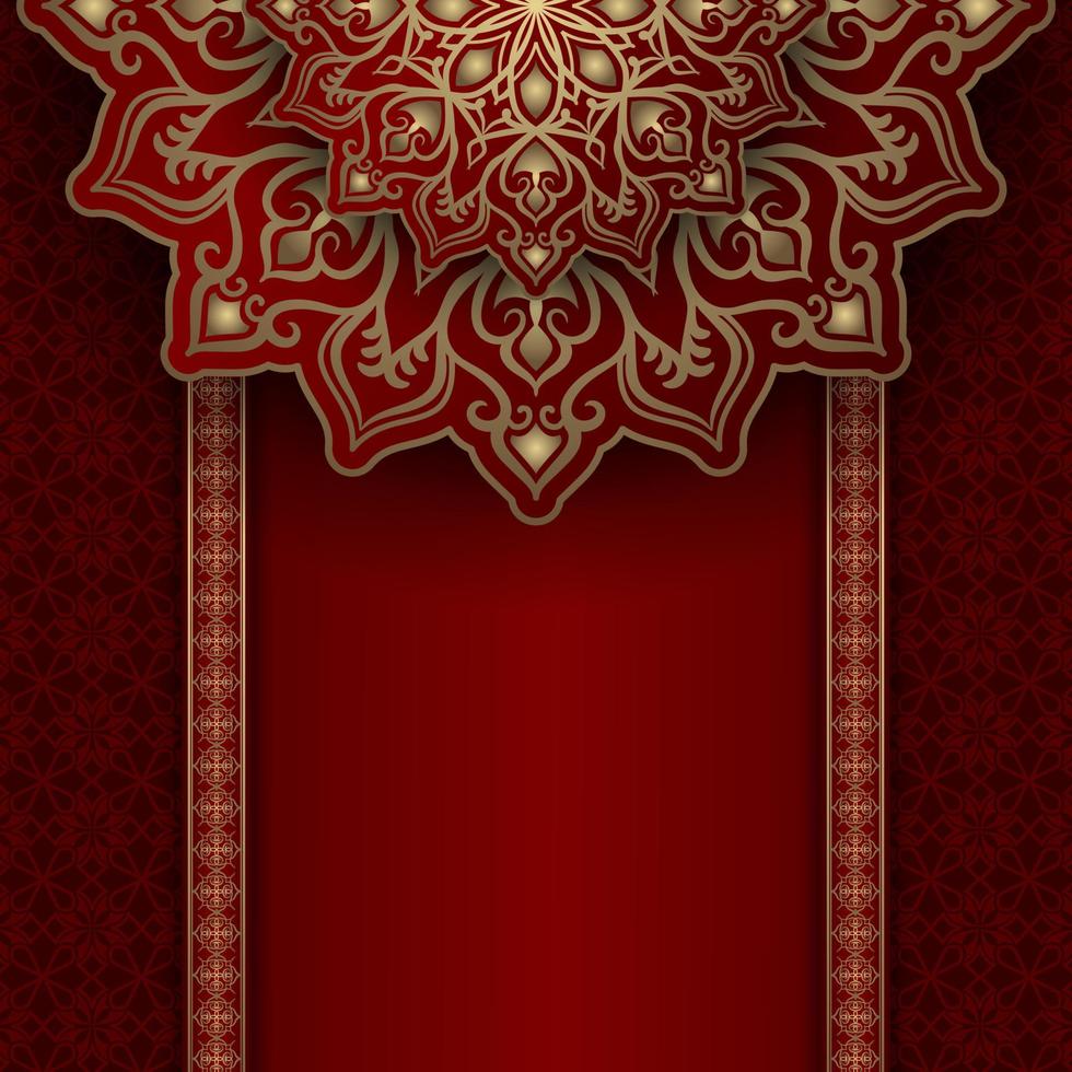 red luxury background, with gold mandala ornament vector