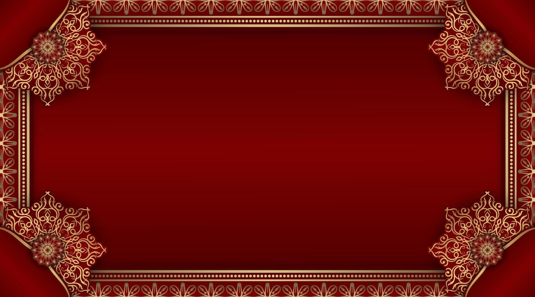 red luxury background, with gold mandala ornament vector