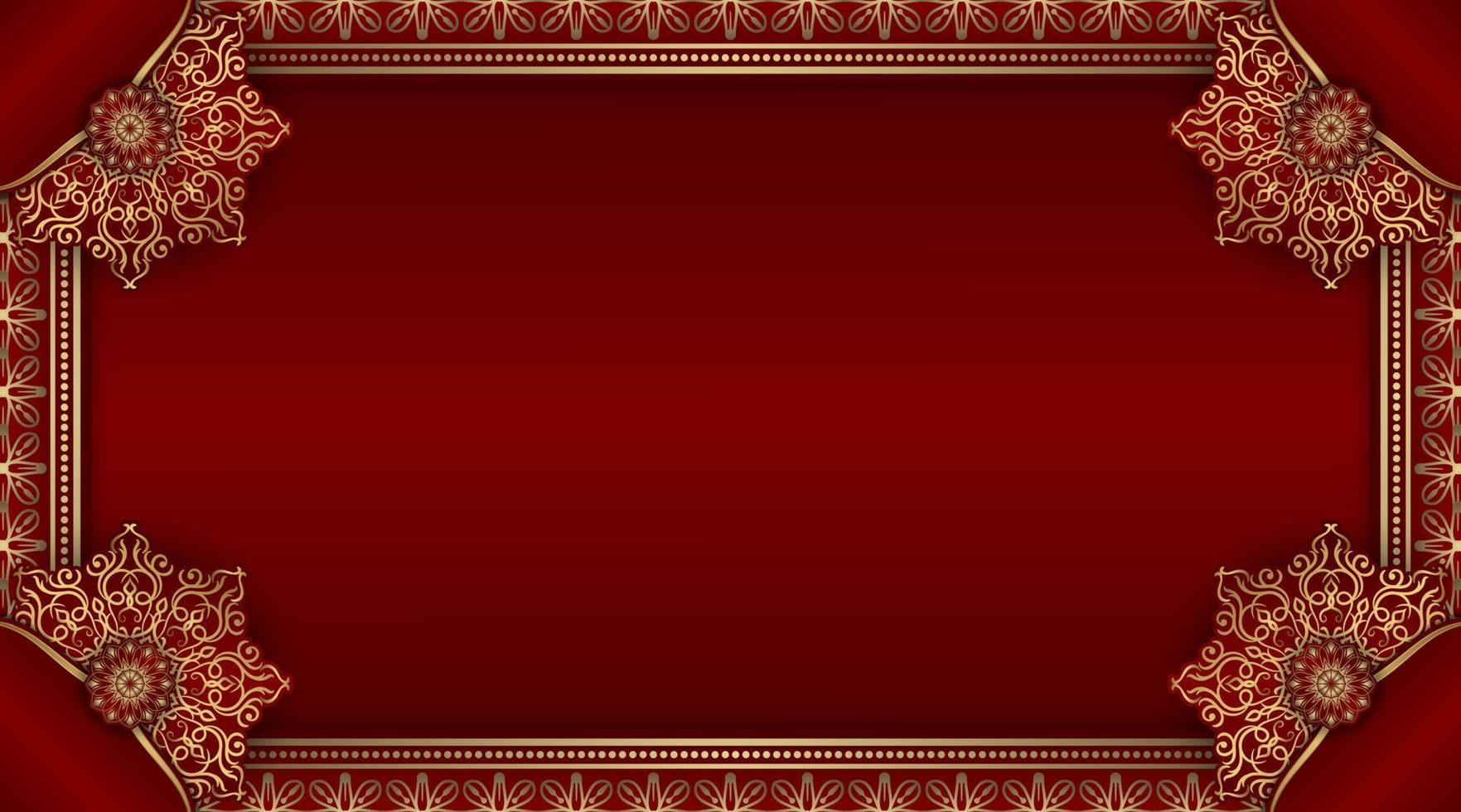 red luxury background, with gold mandala ornament vector