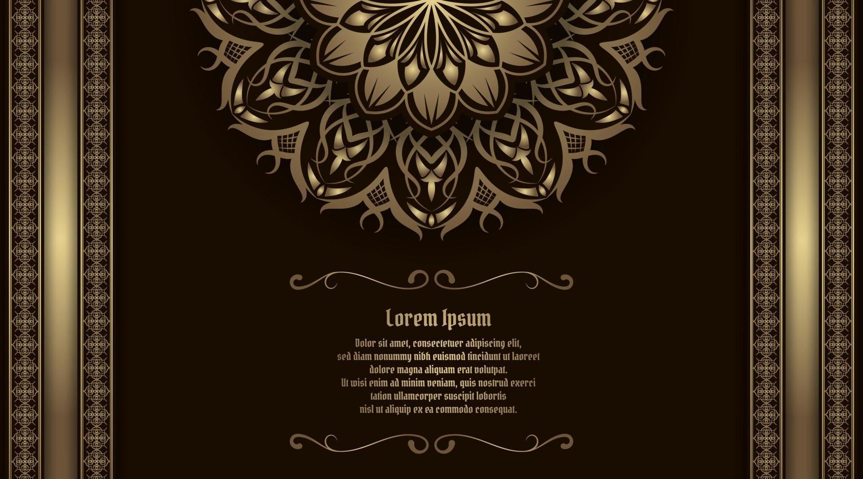 brown background, with gold mandala decoration vector