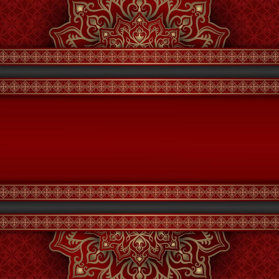 red luxury background, with gold mandala ornament vector