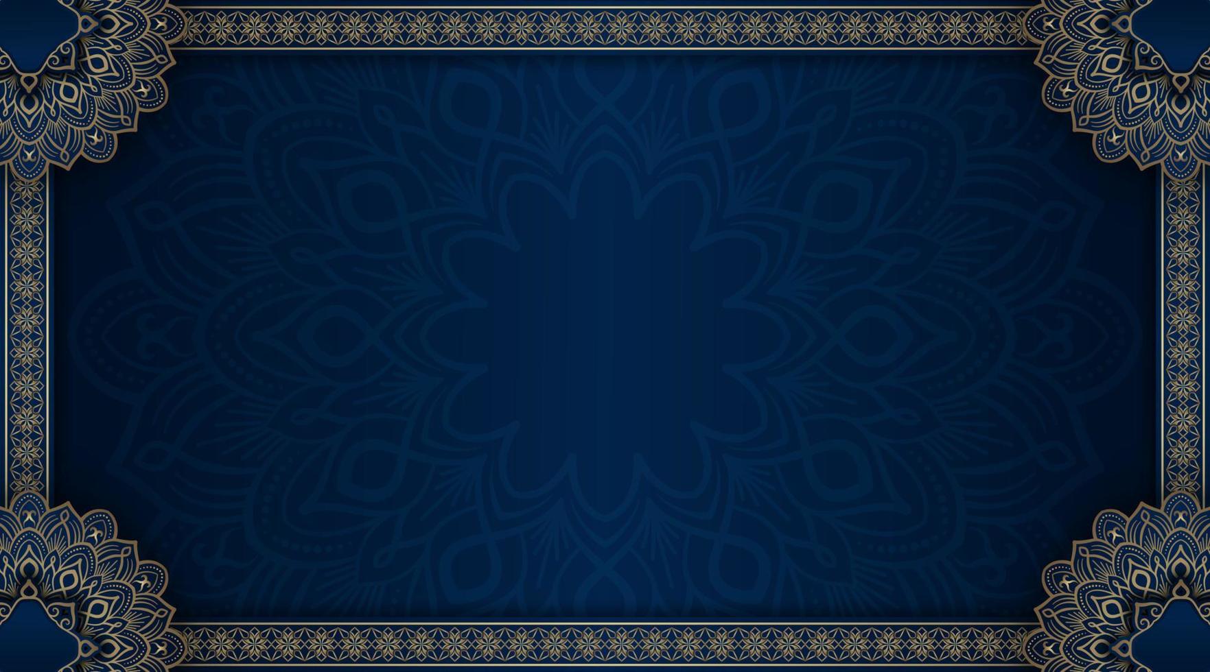 luxury mandala background, blue and gold, design vector