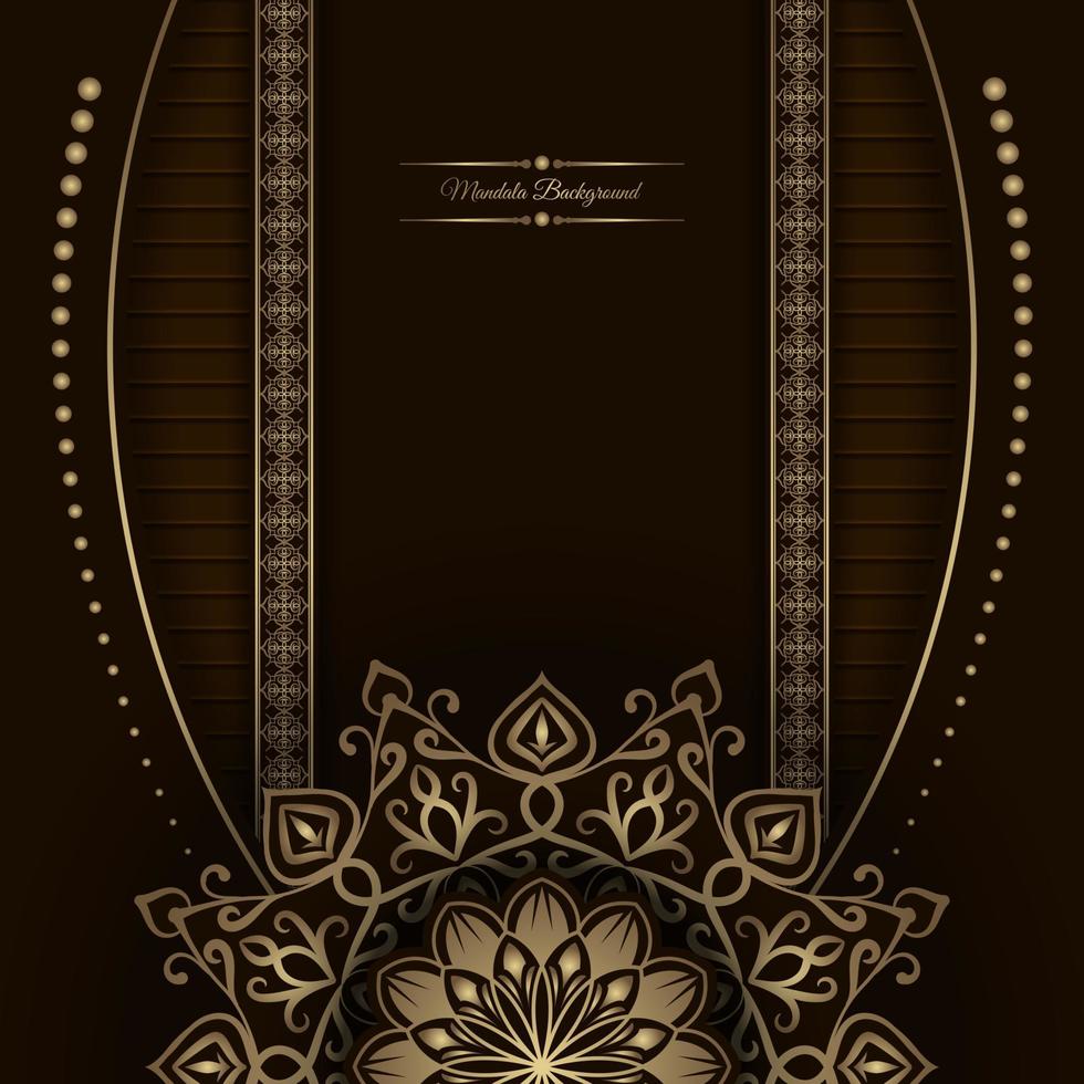 fondo marrón, con decoración de mandala dorado vector