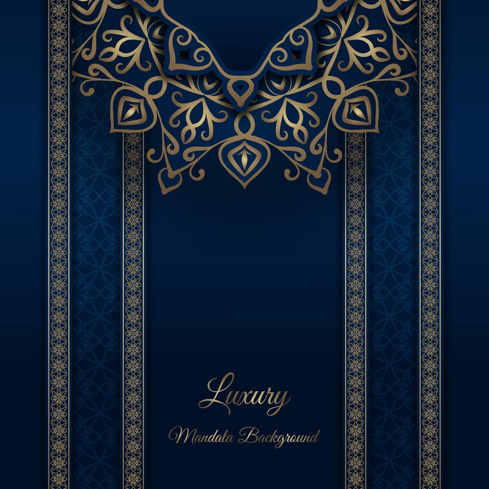 luxury mandala background, blue and gold, design vector