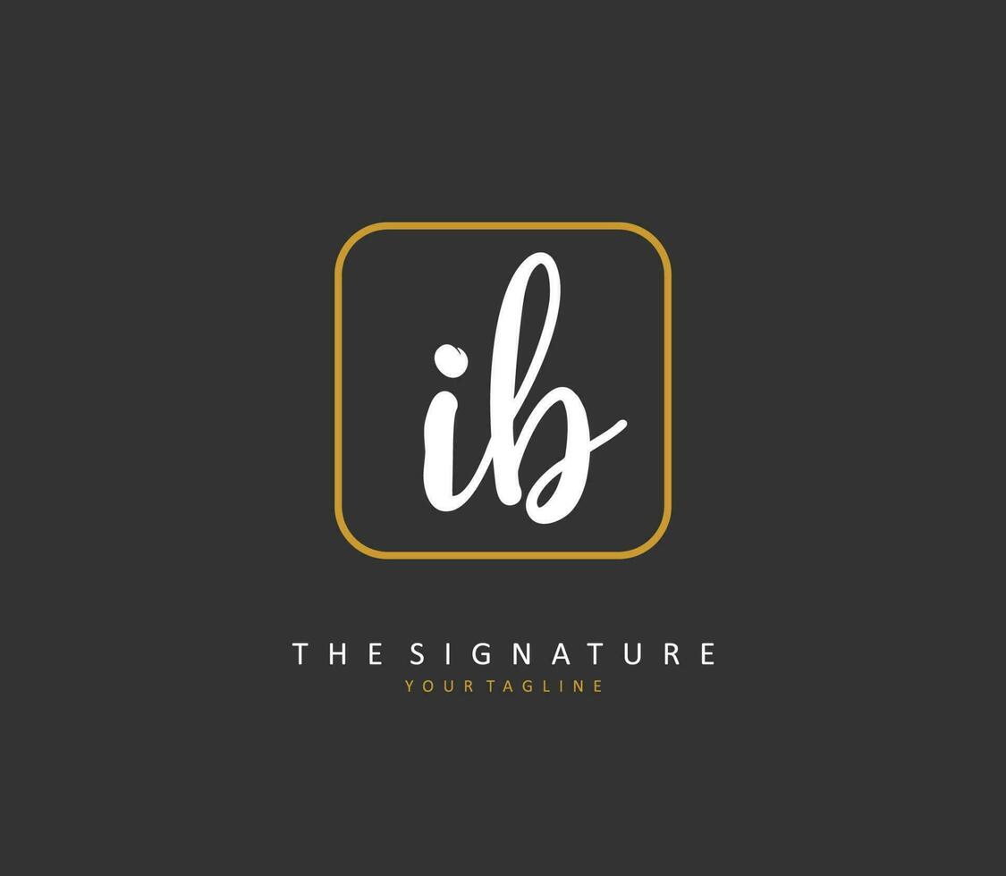 IB Initial letter handwriting and  signature logo. A concept handwriting initial logo with template element. vector