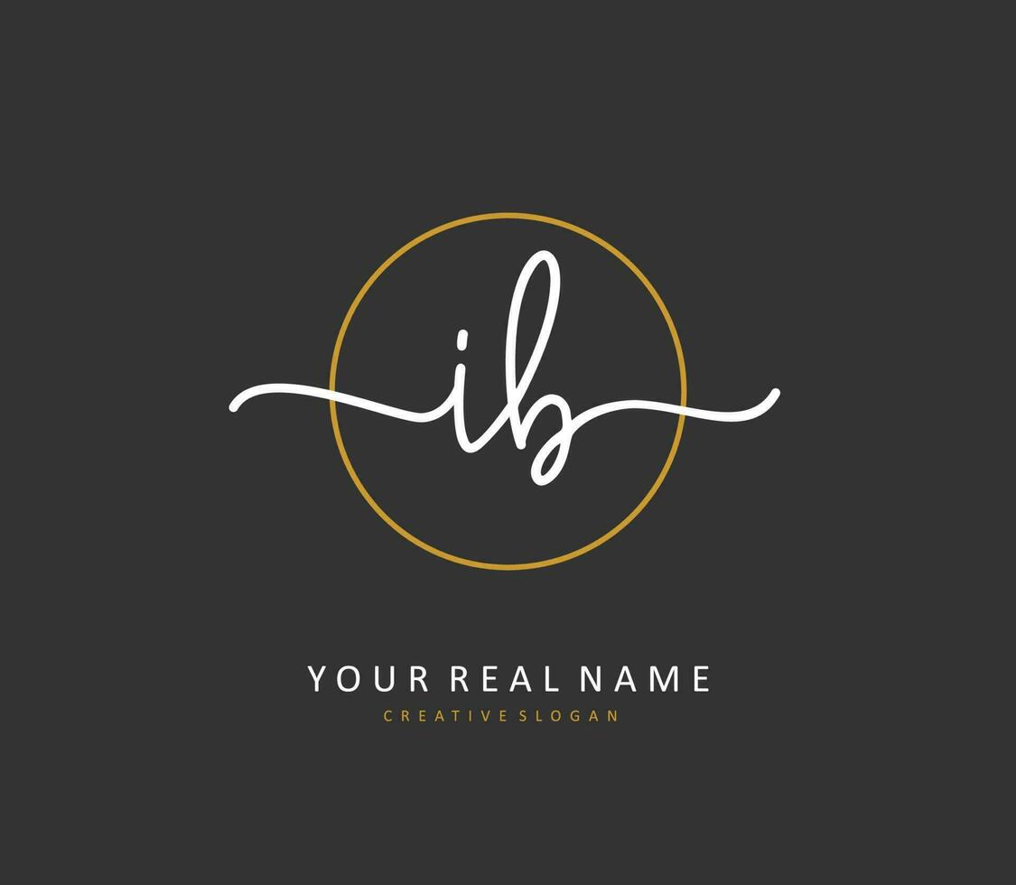 IB Initial letter handwriting and  signature logo. A concept handwriting initial logo with template element. vector