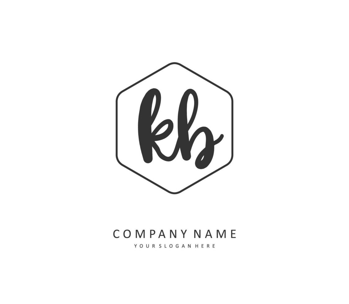 K B KB  Initial letter handwriting and  signature logo. A concept handwriting initial logo with template element. vector