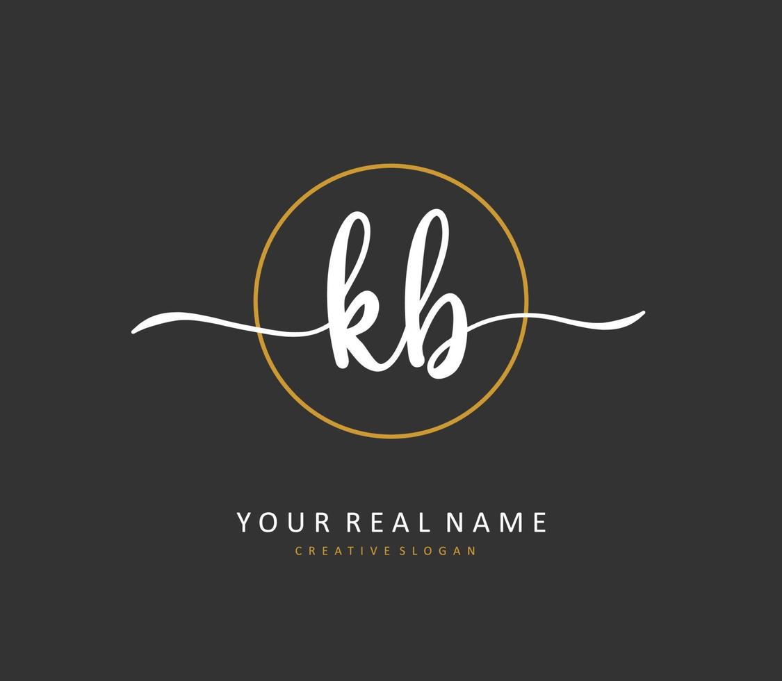 K B KB  Initial letter handwriting and  signature logo. A concept handwriting initial logo with template element. vector