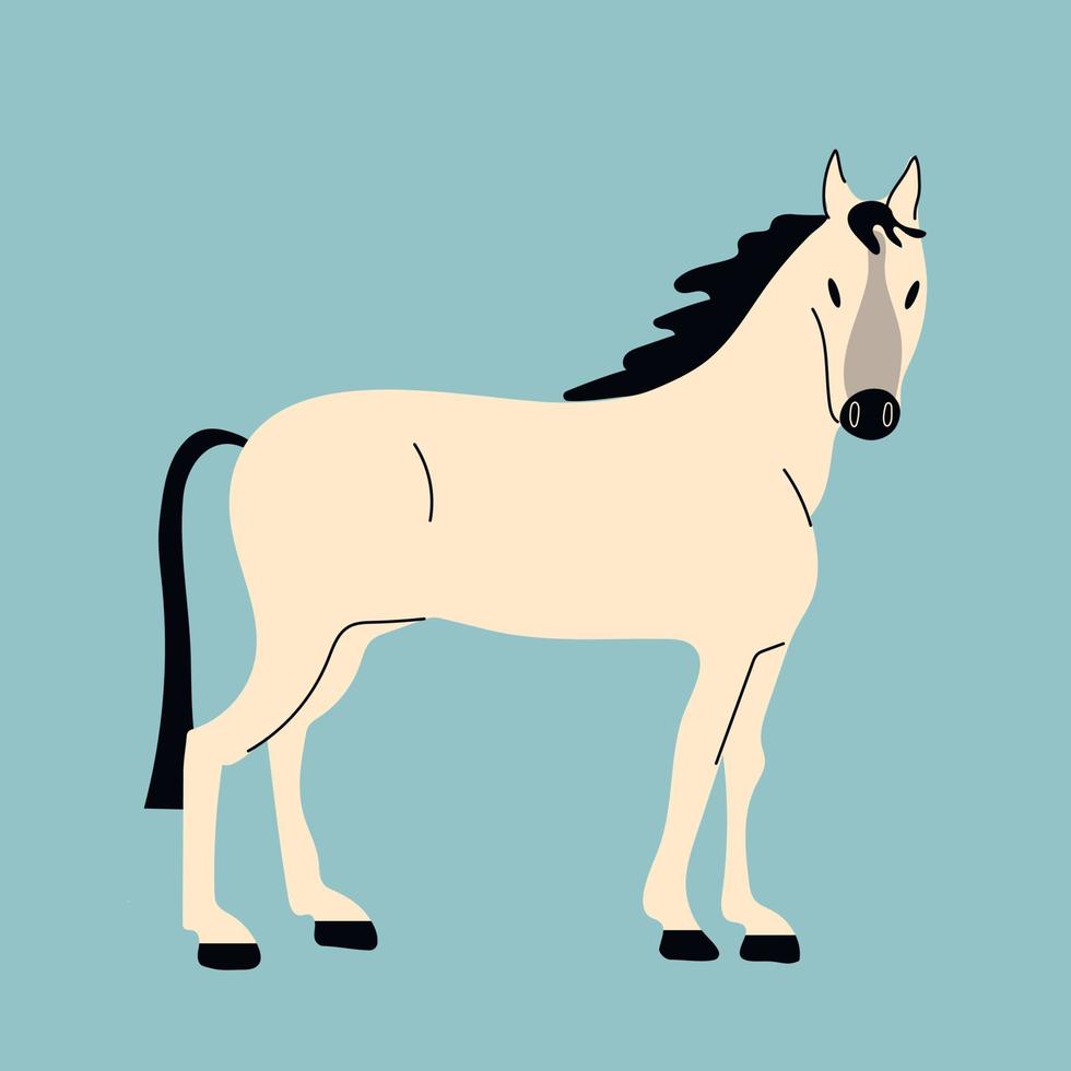 vector ilustración de un en pie ligero caballo en un verde antecedentes.