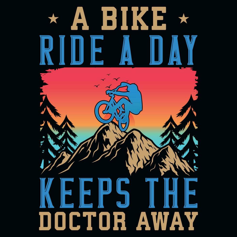 Mountain bicycle riding or bike riding typographic graphics tshirt design vector