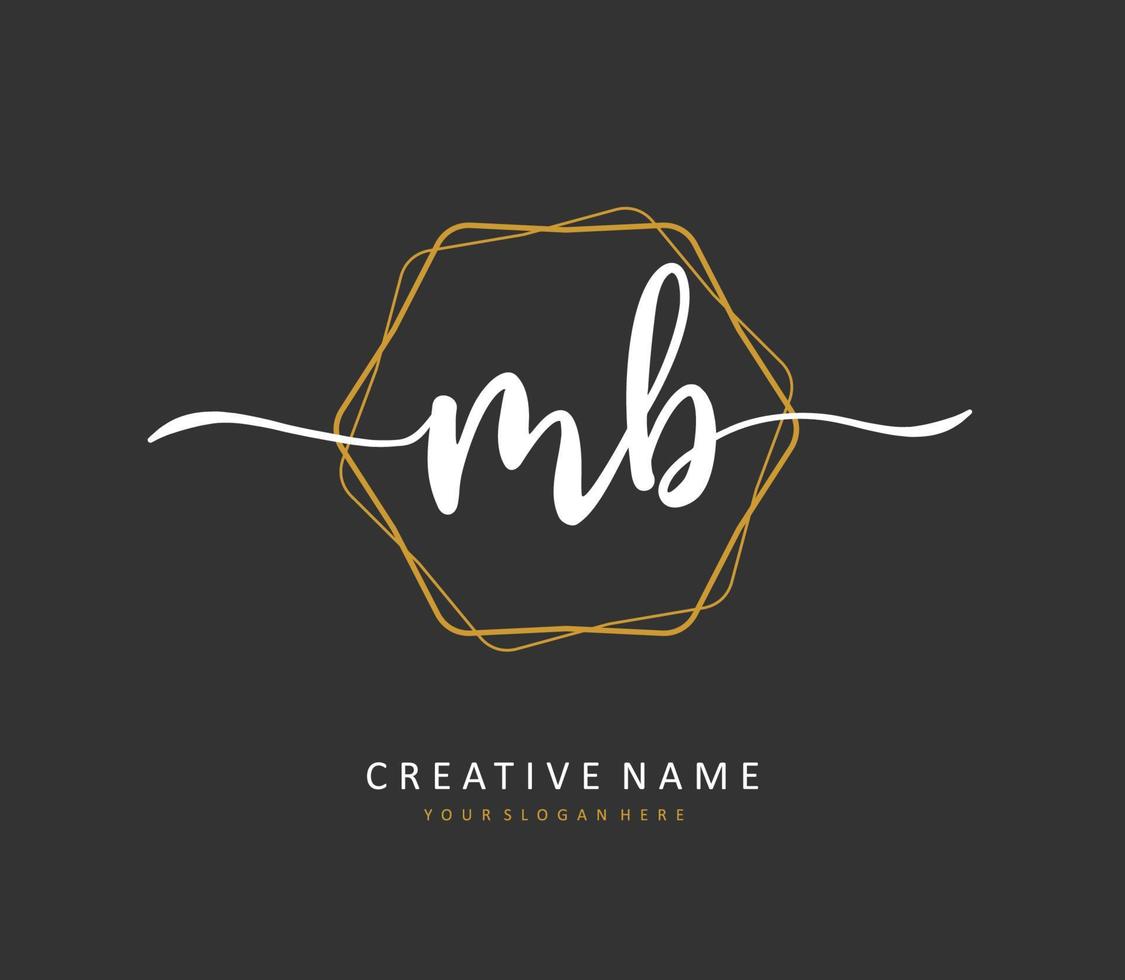 M B MB Initial letter handwriting and  signature logo. A concept handwriting initial logo with template element. vector