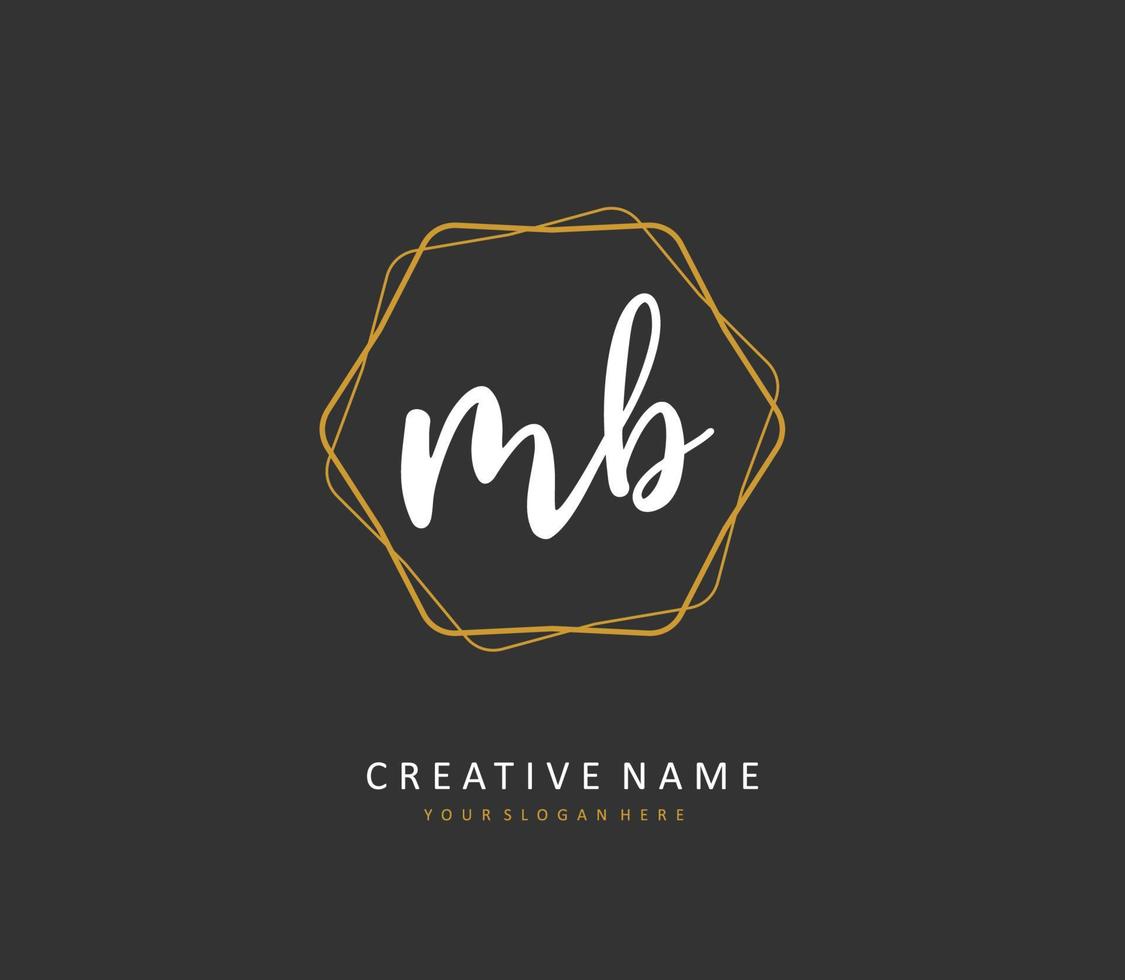M B MB Initial letter handwriting and  signature logo. A concept handwriting initial logo with template element. vector