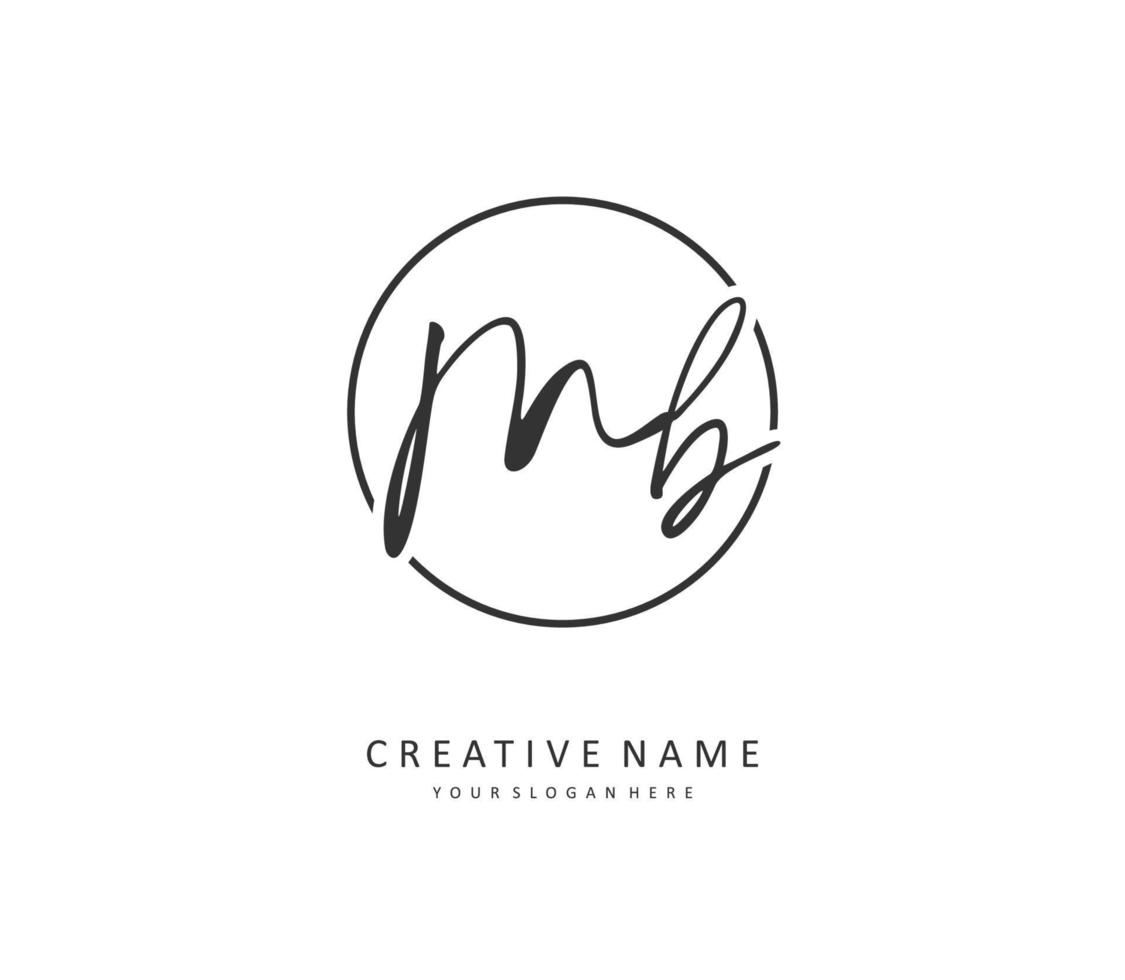 M B MB Initial letter handwriting and  signature logo. A concept handwriting initial logo with template element. vector
