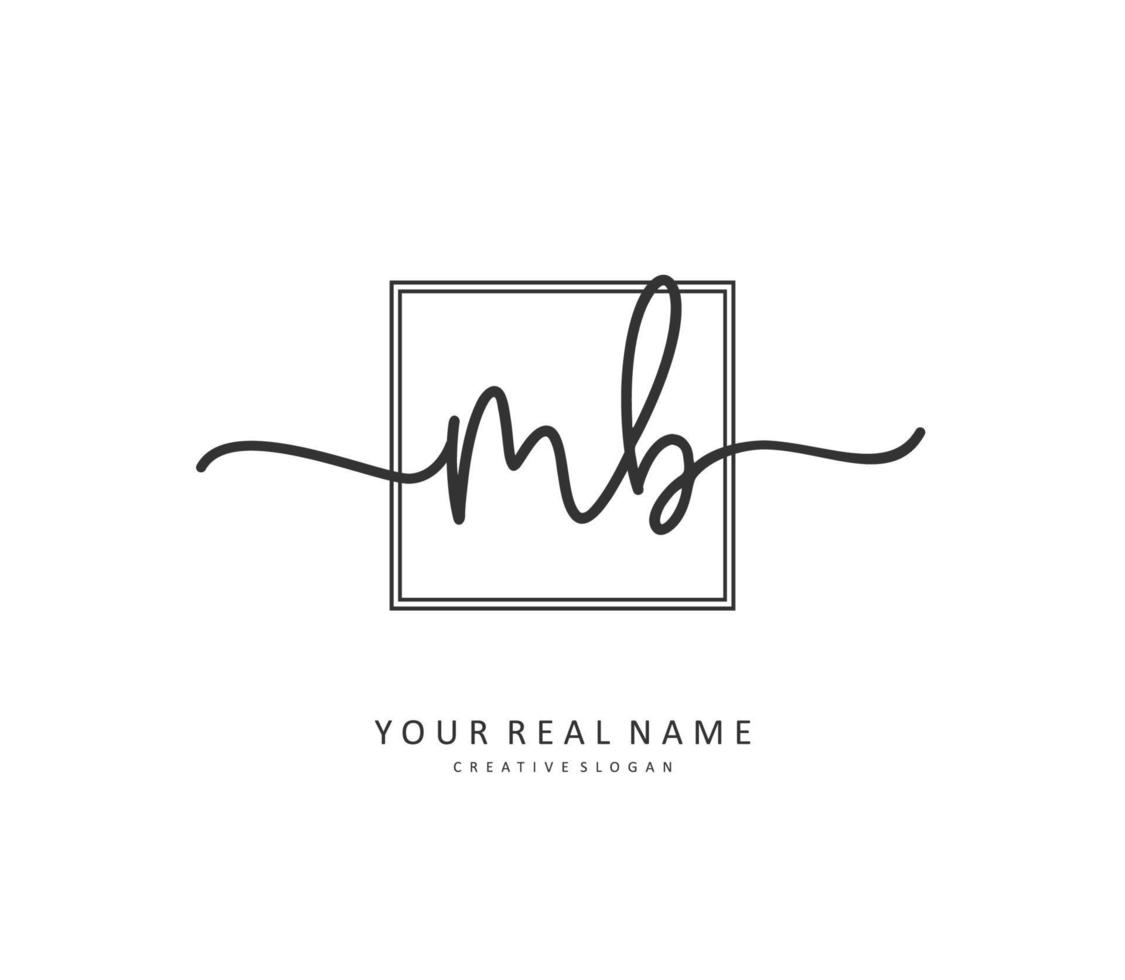 M B MB Initial letter handwriting and  signature logo. A concept handwriting initial logo with template element. vector