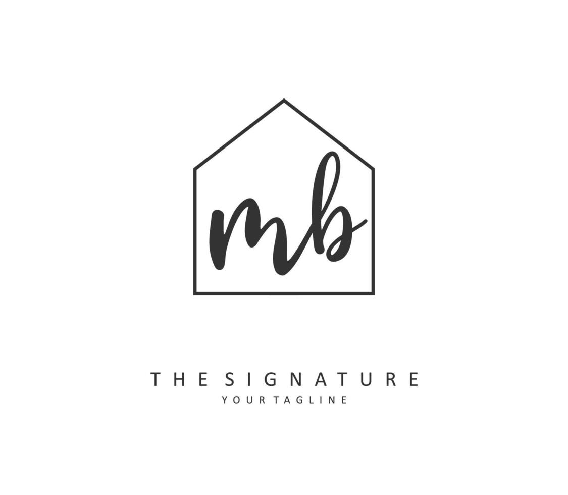 M B MB Initial letter handwriting and  signature logo. A concept handwriting initial logo with template element. vector
