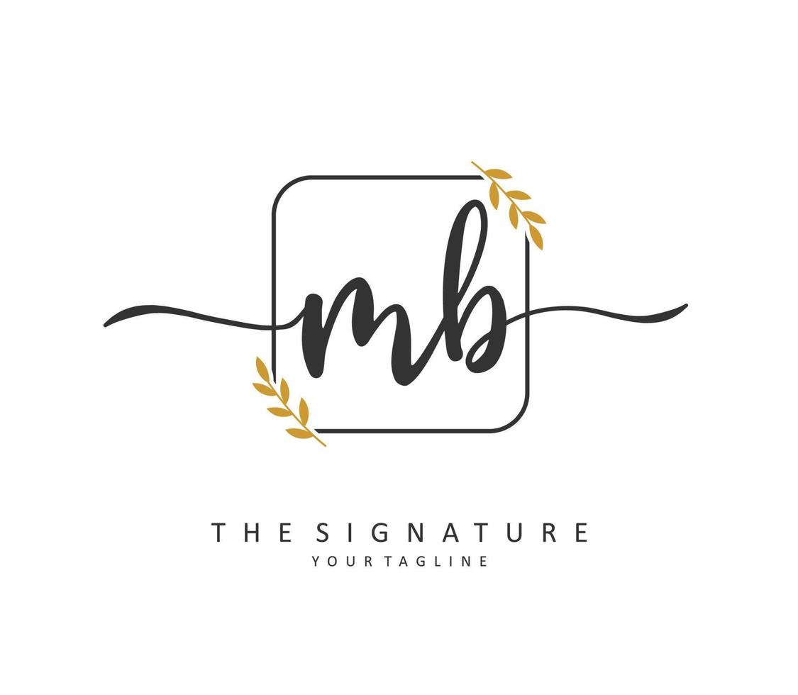 M B MB Initial letter handwriting and  signature logo. A concept handwriting initial logo with template element. vector
