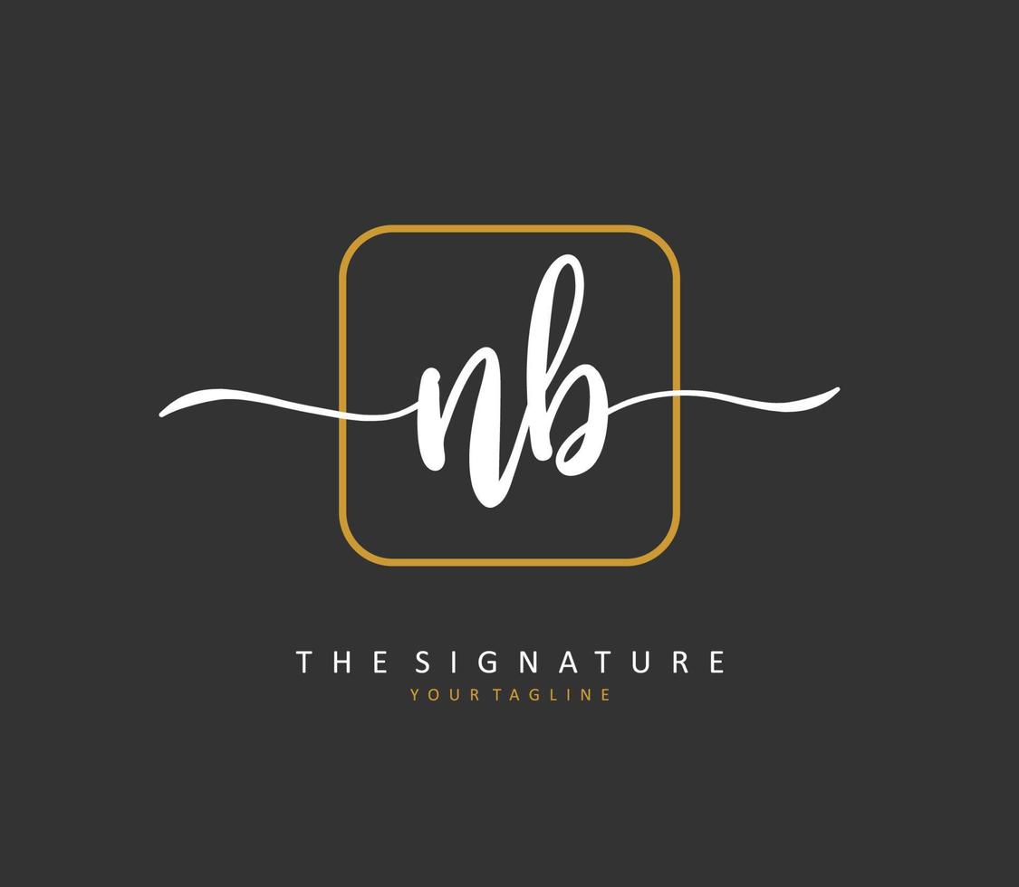 N B NB Initial letter handwriting and  signature logo. A concept handwriting initial logo with template element. vector