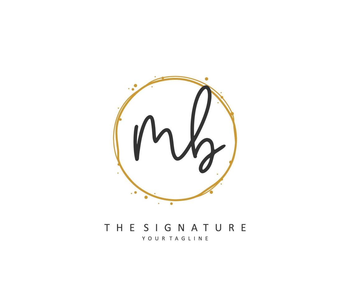 M B MB Initial letter handwriting and  signature logo. A concept handwriting initial logo with template element. vector