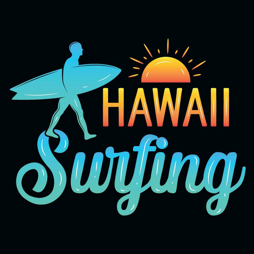 Summer surfing beach typographic tshirt design vector