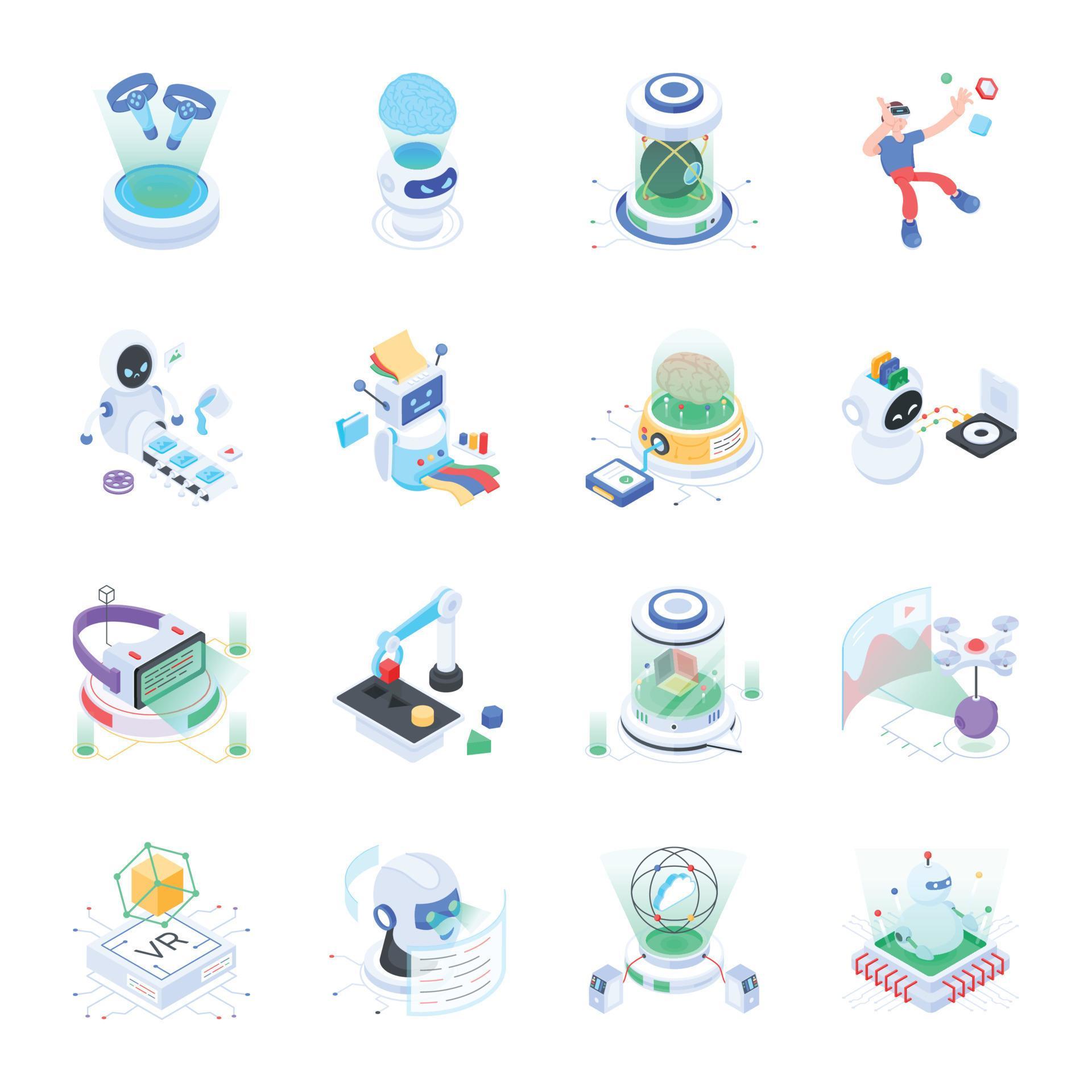 Collection of Isometric Style VR and Robotics Icons 21932366 Vector Art ...